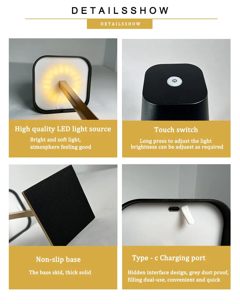 Cordless Table Lamp – Dimmable Bedside Light