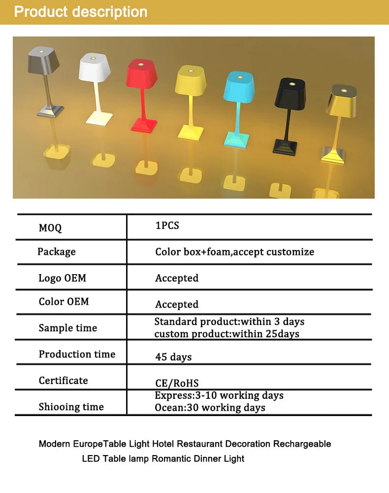 Cordless Table Lamp – Dimmable Bedside Light