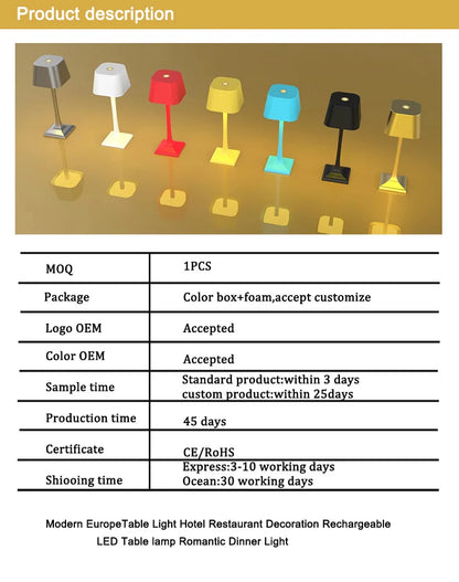 Cordless Table Lamp – Dimmable Bedside Light