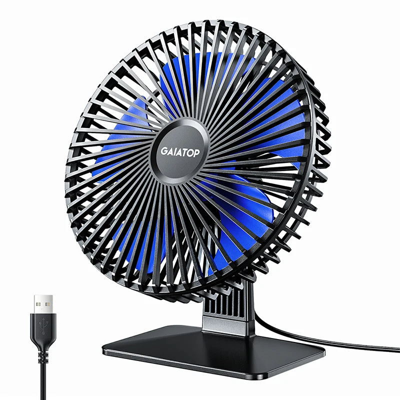 GAIATOP USB Desk Fan – Ultra Quiet, 4 Speeds, Adjustable Cooling