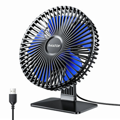 GAIATOP USB Desk Fan – Ultra Quiet, 4 Speeds, Adjustable Cooling